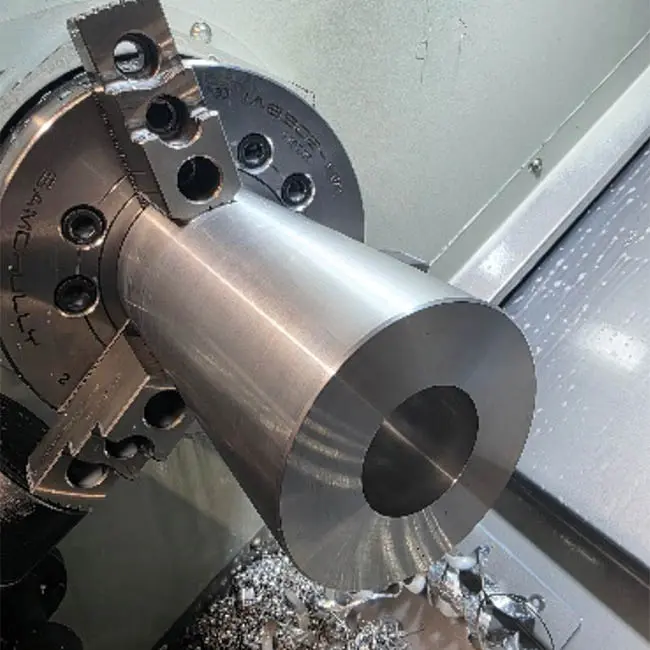 Close-up of a 4th axis milling machine
