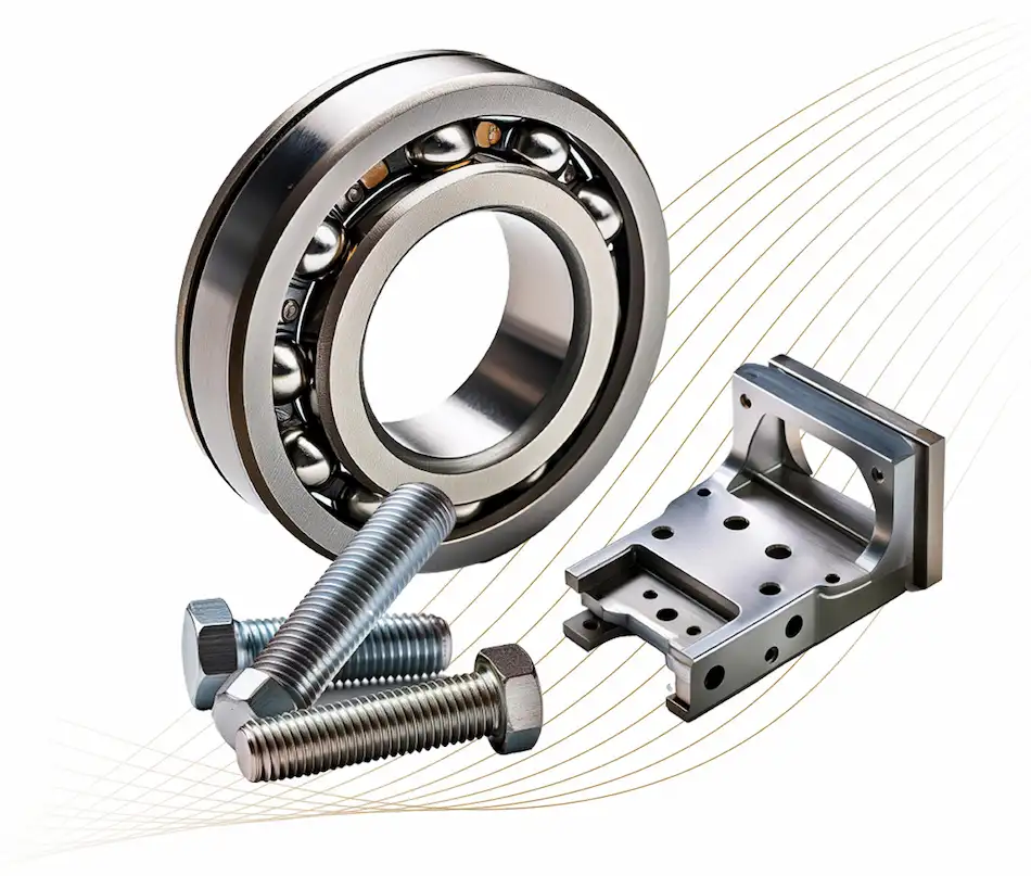 Close-up photo of bearings and bolts showcasing precision components from your trusted CNC turning company in Wiltshire, UK.