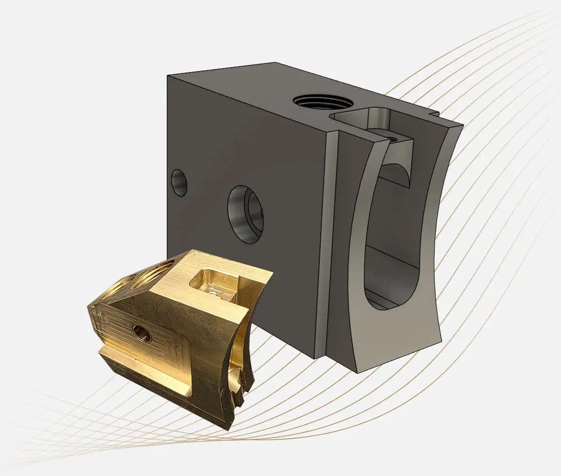 Image of a reproduced critical part for a box packaging machine, addressing customer needs for obsolete components